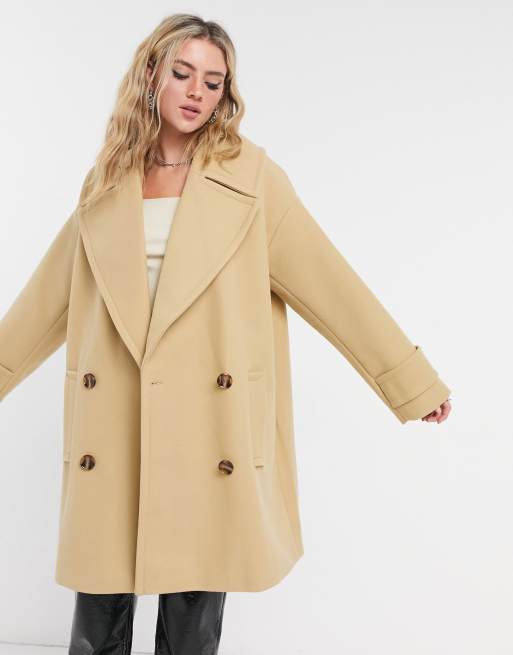 ASOS DESIGN oversized peacoat in stone