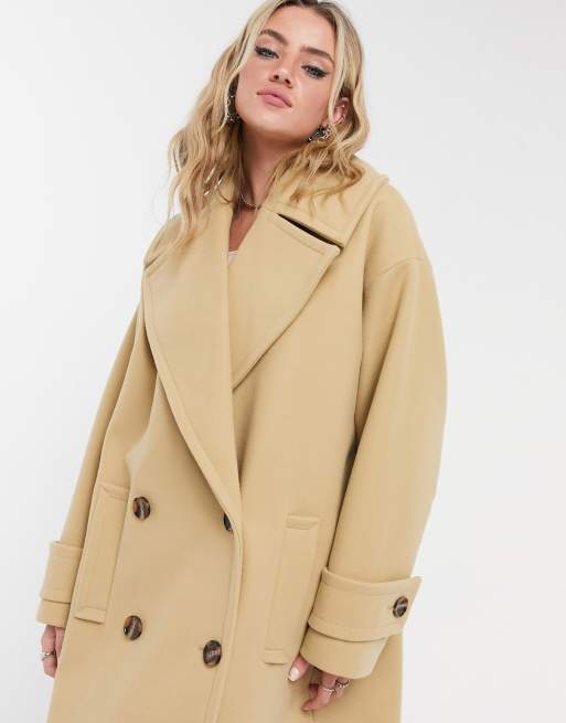 ASOS DESIGN oversized peacoat in stone ASOS