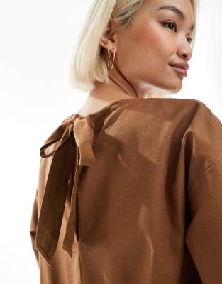Shop Asos Design Oversized Peplum Short Sleeve Smock