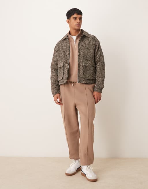 ASOS DESIGN oversized pintuck trackies in brown (part of a set)