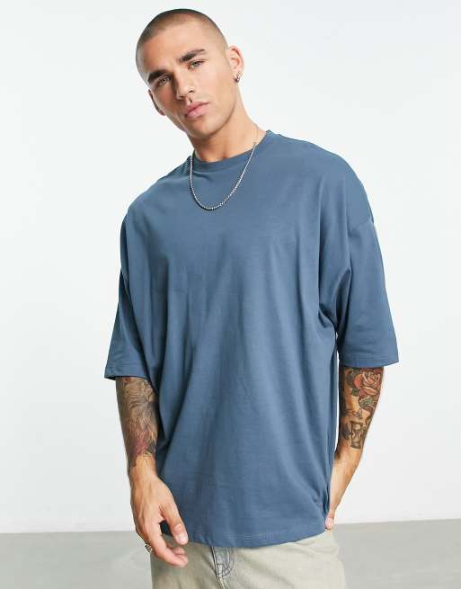 ASOS DESIGN - Oversized piqué T-shirt in grijs met wassing 