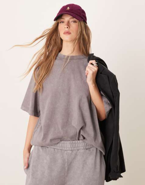 ASOS DESIGN - Oversized piqué T-shirt in grijs met wassing - view 1