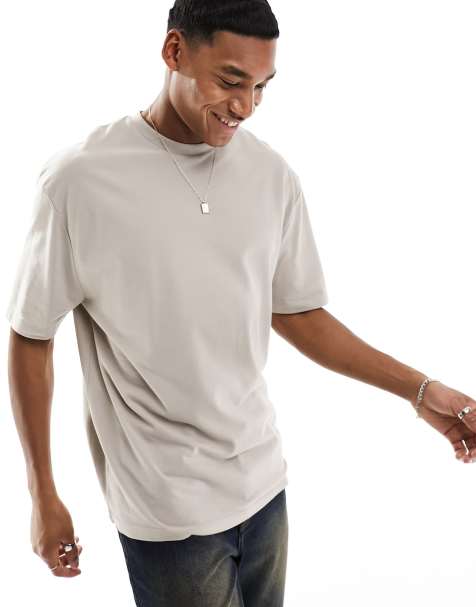 ASOS DESIGN oversized pique t-shirt in stone - view 1
