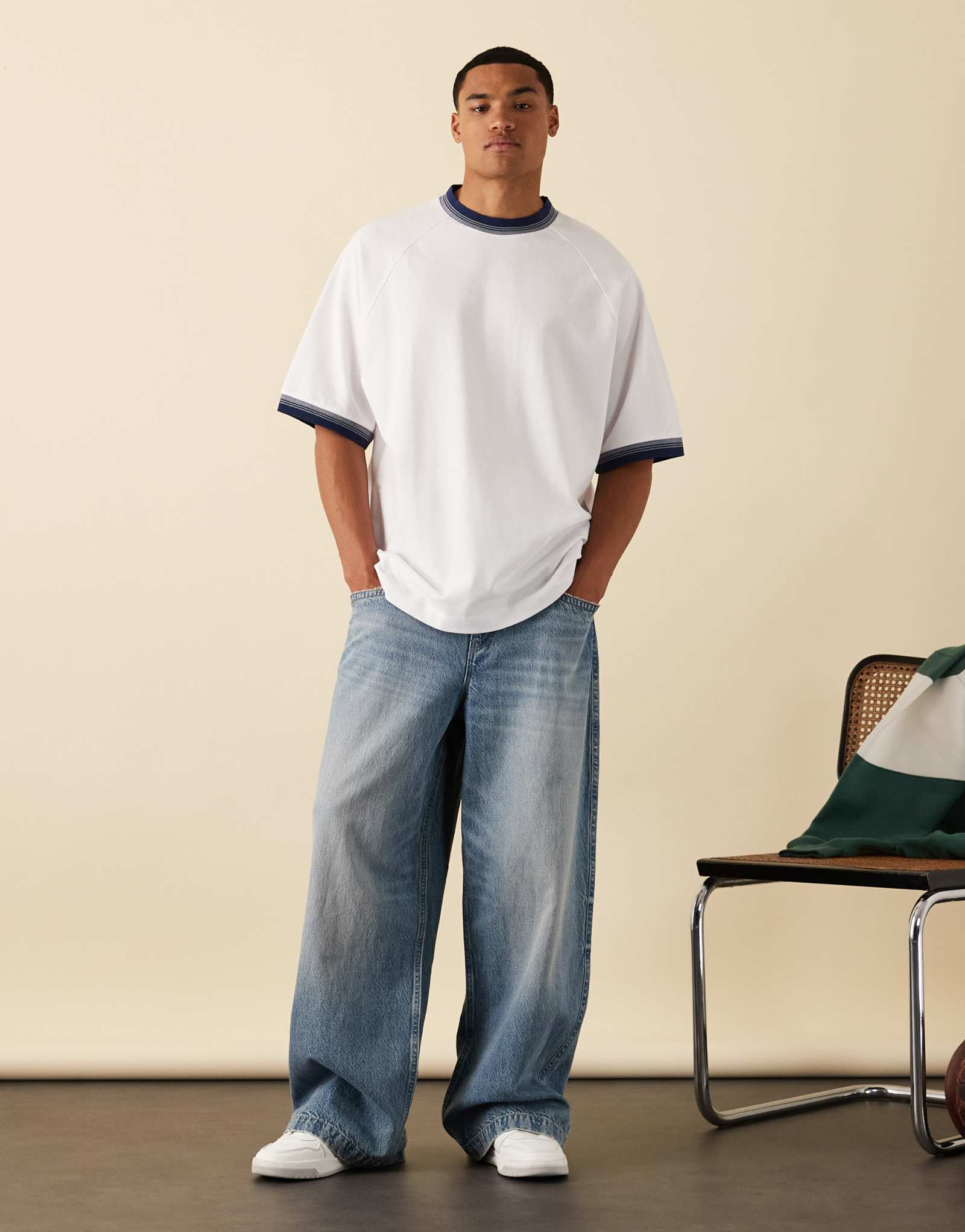 Белая футболка в стиле пике оверсайз от ASOS DESIGN