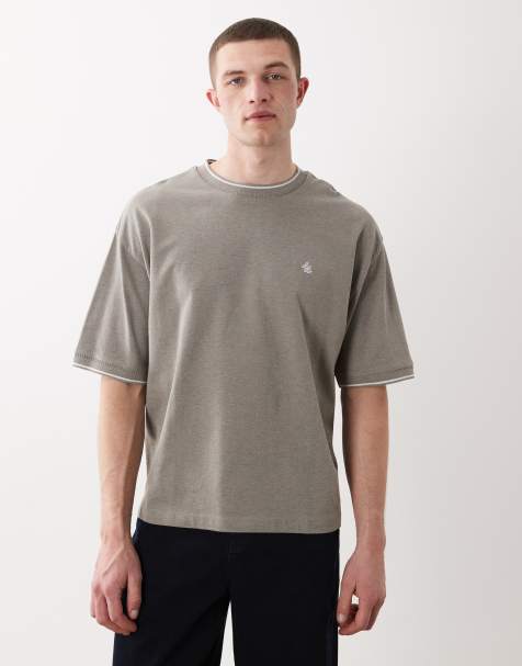 ASOS DESIGN - Oversized piqué T-shirt met borduursel op de borst in gemêleerd groen - view 1