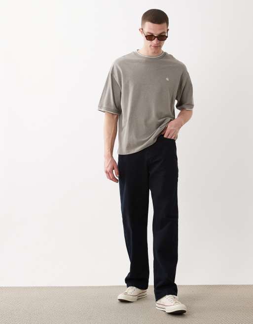 ASOS DESIGN - Oversized piqué T-shirt met borduursel op de borst in gemêleerd groen, 2 van 5