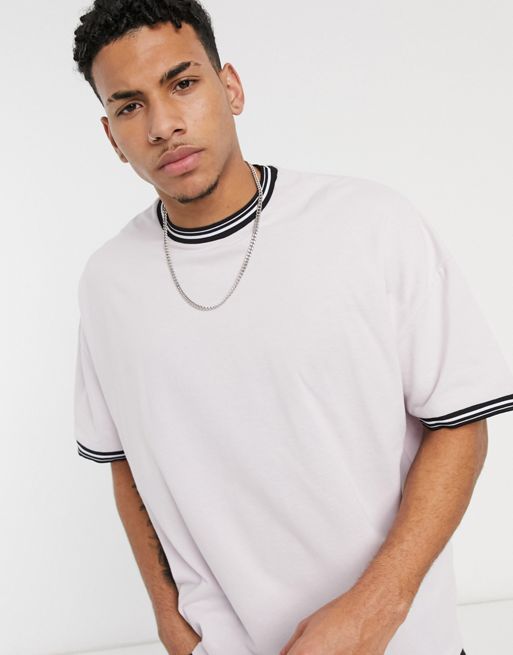 ASOS DESIGN t-shirt with contrast tipping in white, ASOS