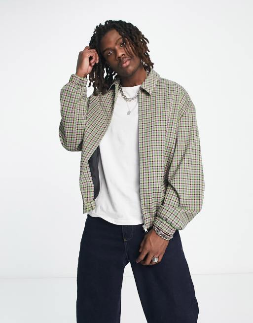 ASOS DESIGN oversized plaid harrington jacket | ASOS