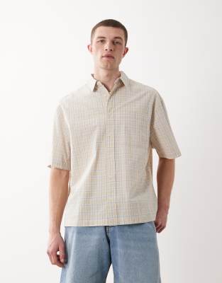 ASOS DESIGN oversized plaid shirt in beige beige 9290₽