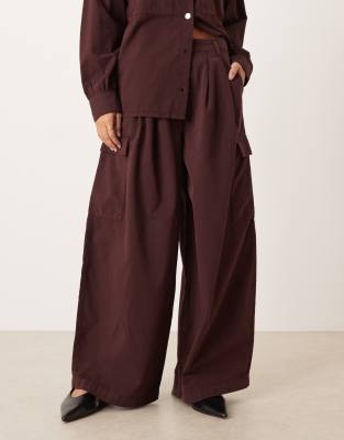 Asos Design Oversized Pleated Cotton Cargo Pants In Black