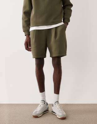 Asos Design Oversized Pleated Shorts In Green