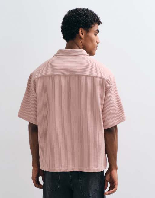 ASOS DESIGN - Oversized plissé overhemd met reverskraag in oudroze, 5 van 5