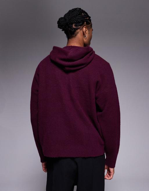 ASOS DESIGN - Oversized pluizige gebreide hoodie met gothic print in bruin, 3 van 5