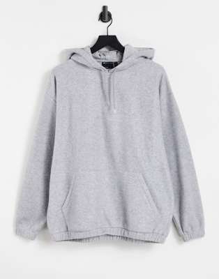 Asos Design Oversized Polar Fleece Hoodie In Gray Heather-grey In Grey