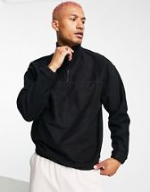 Weekday Stefan Half-zip Sweatshirt in Black | ASOS