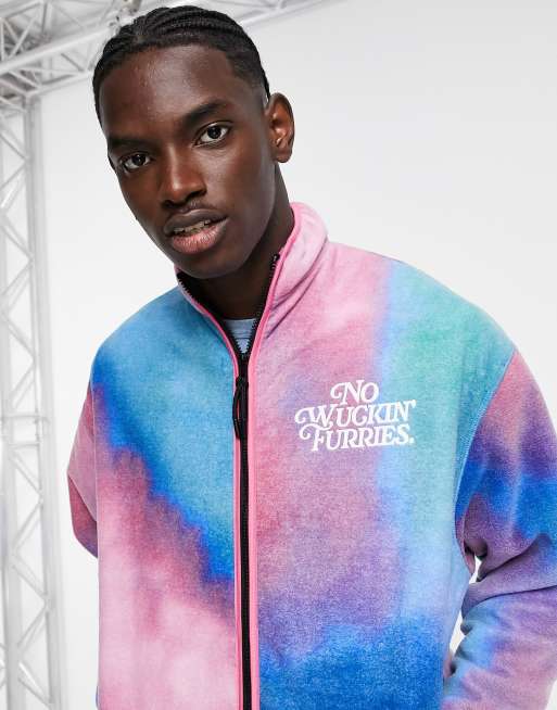 ASOS DESIGN oversized polar fleece track jacket in abstract print with embroidery part of a set