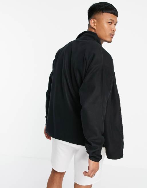 ASOS DESIGN oversized polar fleece track jacket in black