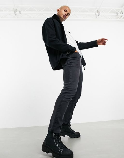 ASOS DESIGN oversized polar fleece track jacket in black