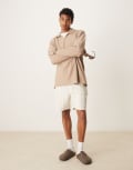 [ASOS DESIGN] ASOS DESIGN oversized polo in brown-Neutral S Silver Mink