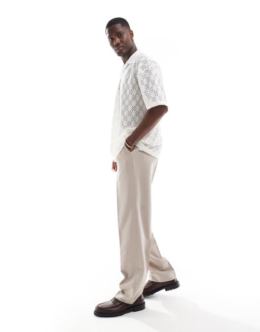 ASOS DESIGN - Oversized polo met gehaakte structuur en revers in gebroken wit, 5 van 5