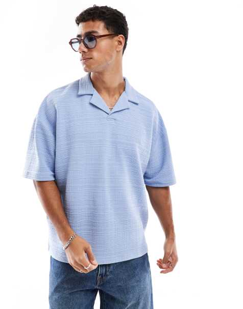 ASOS DESIGN - Oversized polo met rechte pasvorm in lichtblauw - view 1