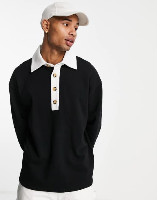 Asos design sweatshirt with polo neck new arrivals