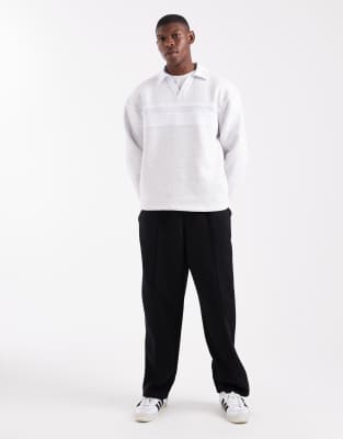 Asos Design Oversized Polo Shirt With Contrast Collar In Gray