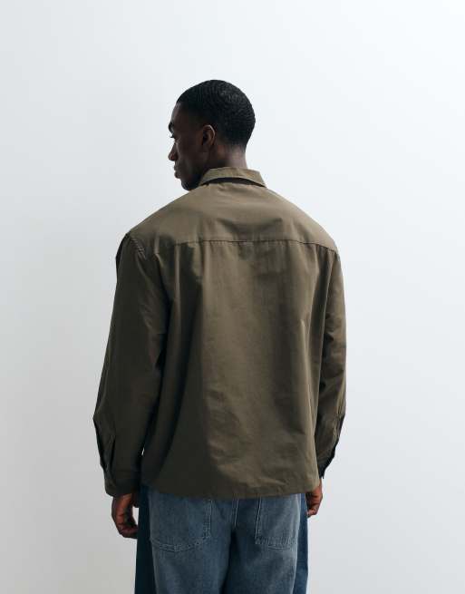 ASOS DESIGN oversized polo shirt with embroidery in khaki, 4 of 5