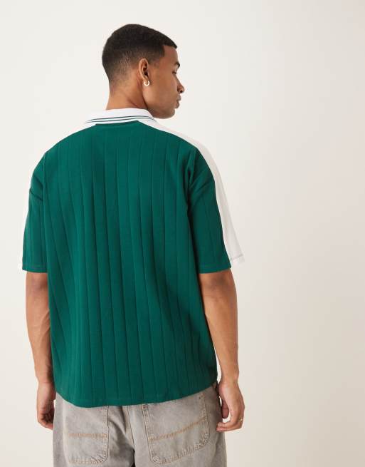 ASOS DESIGN oversized polo shirt with sports chest graphic in green, 3 of 4