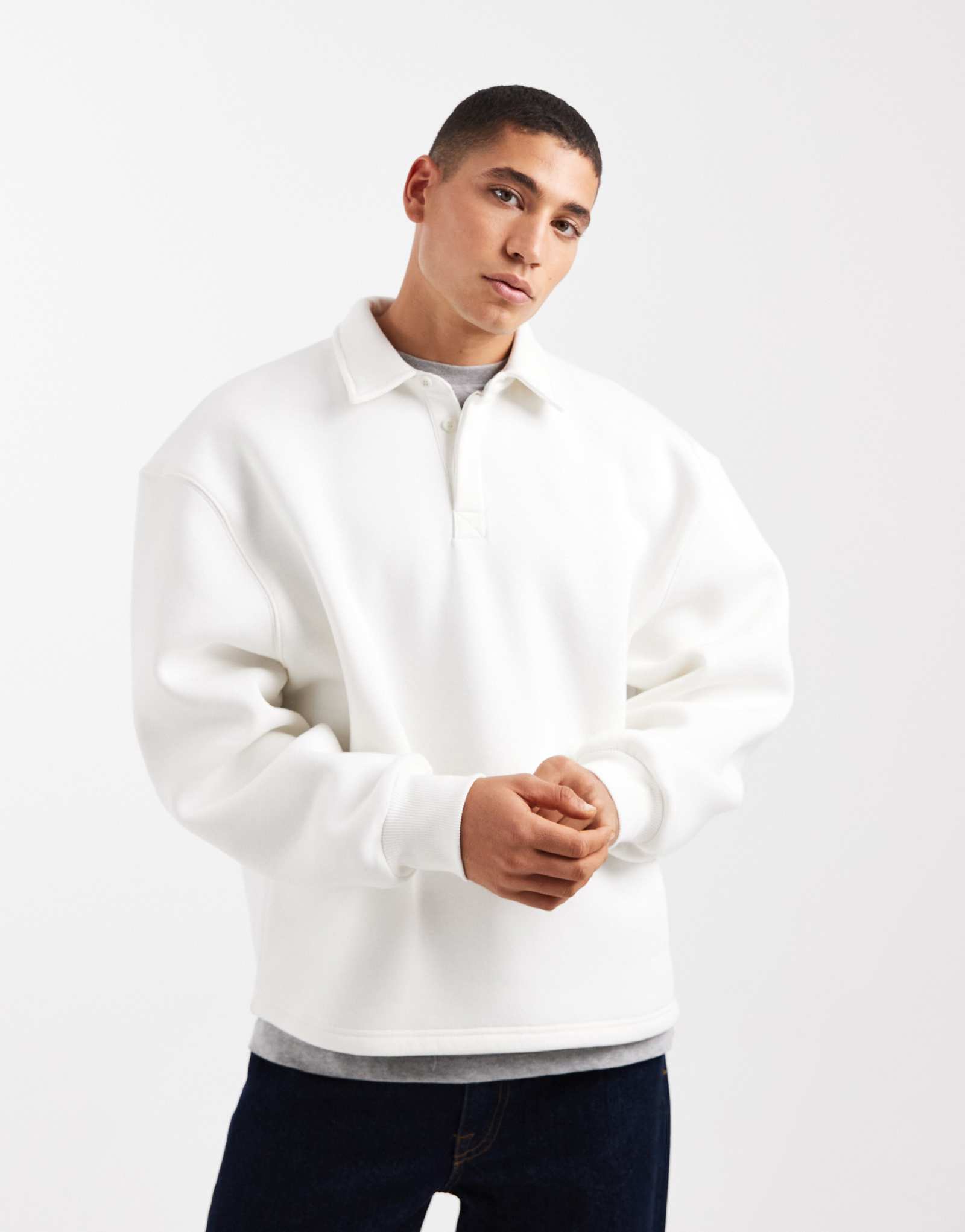 ДИЗАЙНЕРСКАЯ толстовка-поло оверсайз от ASOS цвета экрю 