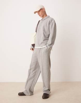 Asos Design Oversized Polo Sweatshirt In Gray