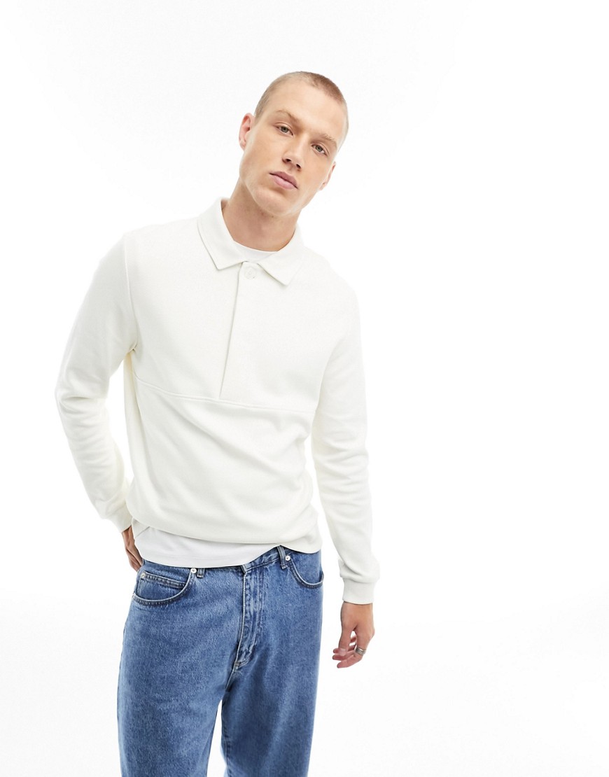 ASOS DESIGN oversized polo sweatshirt in off white