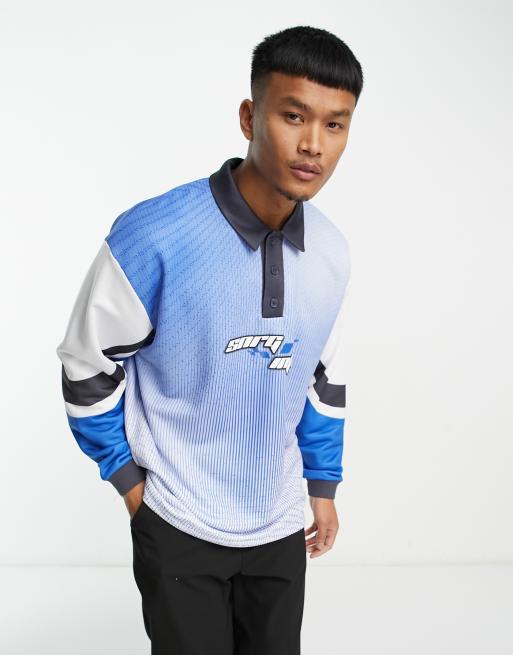 ASOS DESIGN oversized polo sweatshirt in sports all-over print
