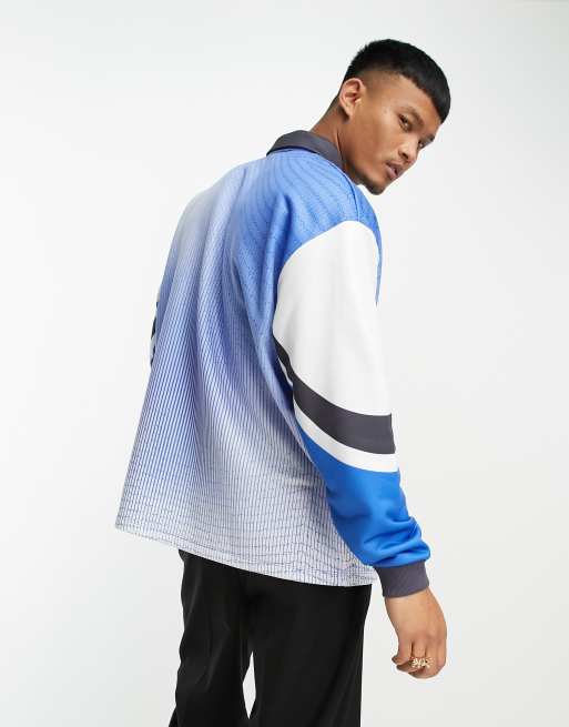 ASOS Design Oversized Hockey Jersey with City Print in Black and Orange