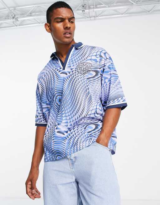 ASOS DESIGN oversized polo t-shirt in all over print with London back ...