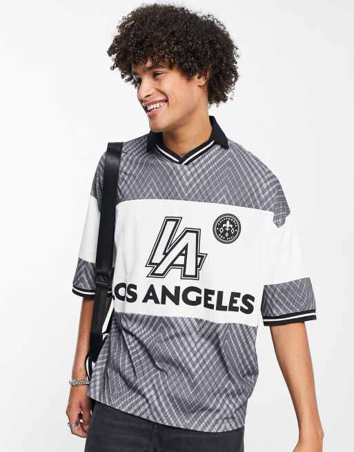 ASOS DESIGN oversized long sleeve baseball jersey shirt in black - BLACK