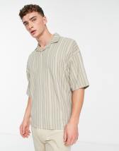 ASOS DESIGN relaxed long sleeve polo T-shirt in khaki crepe fabric