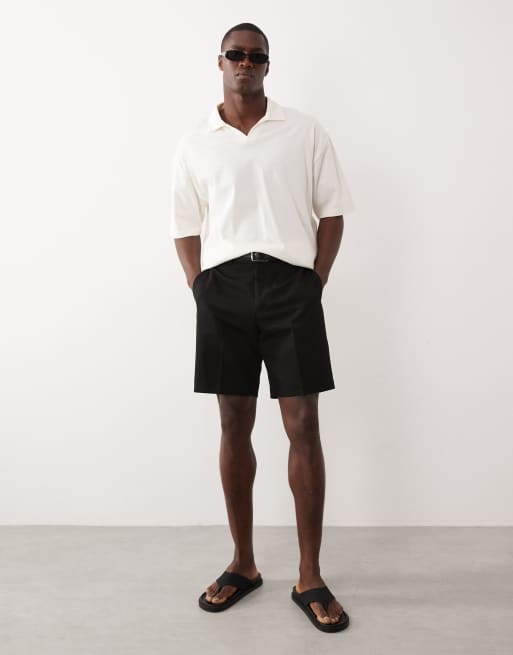 ASOS DESIGN - Oversized polo van zware stof met inkeping in crème, 2 van 5