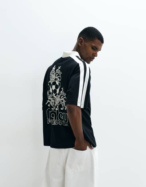 ASOS DESIGN oversized polo with Bob Marley print in black, 4 of 5