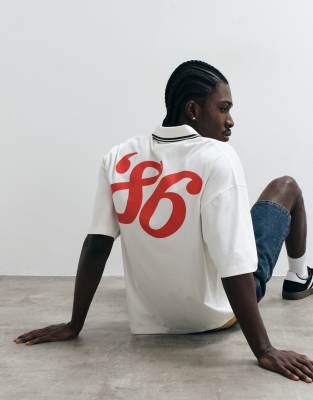 Asos Design Oversized Polo With Coca-cola Print In White