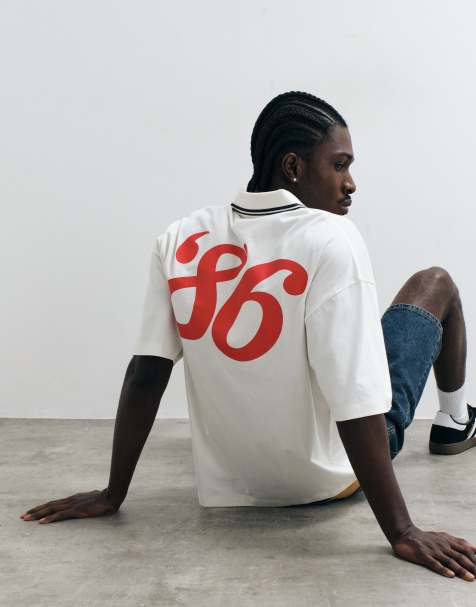 ASOS DESIGN oversized polo with Coca Cola Print in Stone - view 1