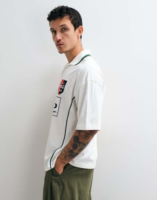 ASOS DESIGN oversized polo with Coca Cola Print in White, 5 of 5