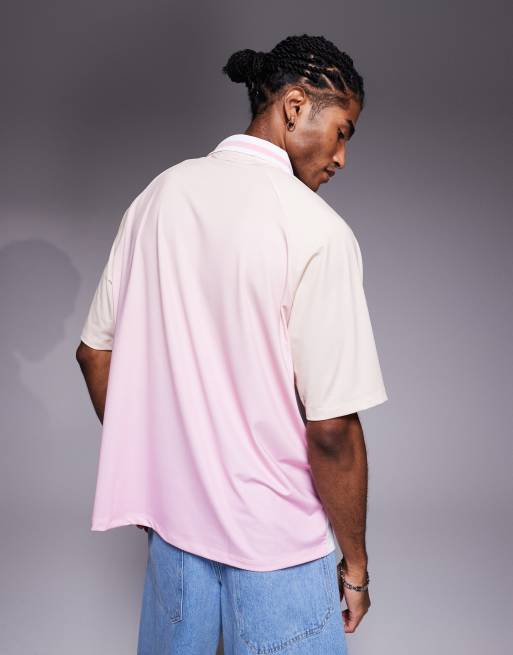 ASOS DESIGN oversized polo with high build text graphic in ombre sports fabric with side panels, 3 of 4