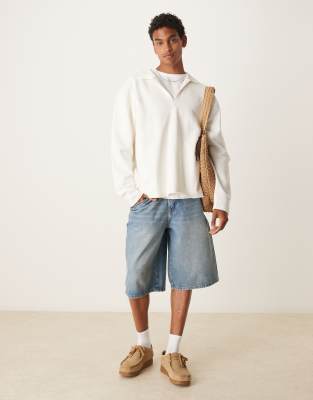 Asos Design Oversized Polo With Raw Hem