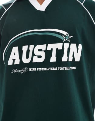 Asos Design Oversized Polo With Sports Graphics And Airtex Paneling
