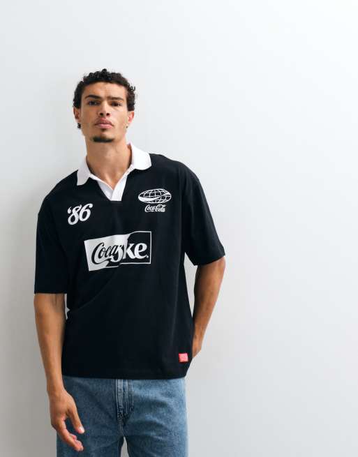 ASOS DESIGN oversized poloshirt met print in zwart, 4 van 5