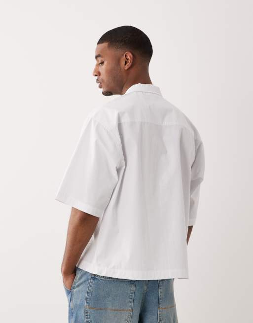 ASOS DESIGN - Oversized poplin overhemd met knoopbies in wit, 5 van 5