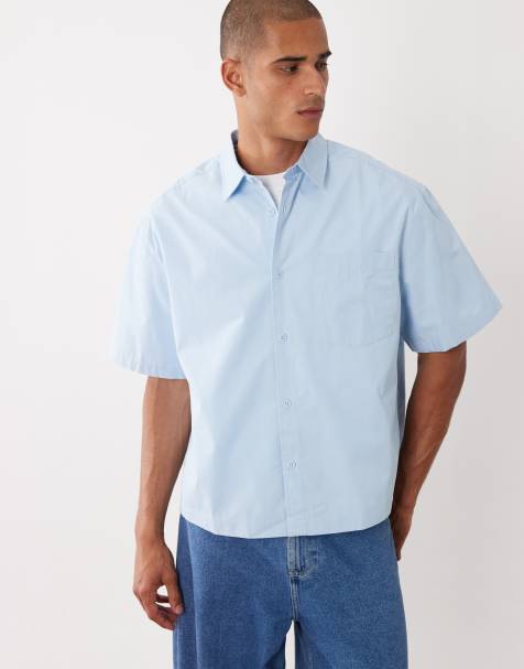 ASOS DESIGN - Oversized poplin overhemd met rechte pasvorm in blauw - view 1