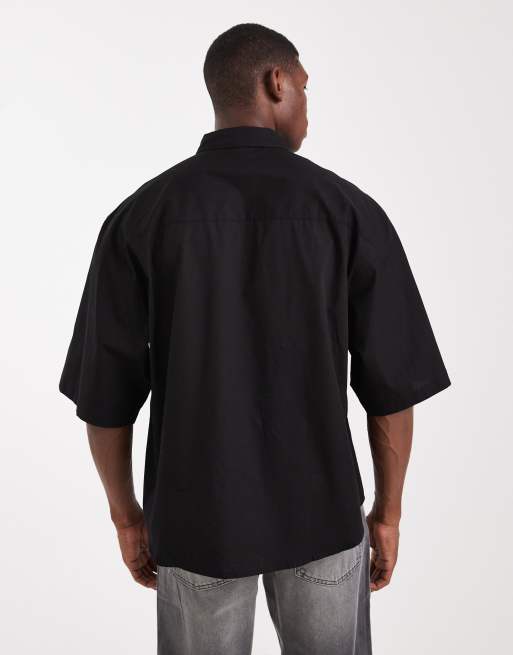 ASOS DESIGN oversized poplin shirt in black