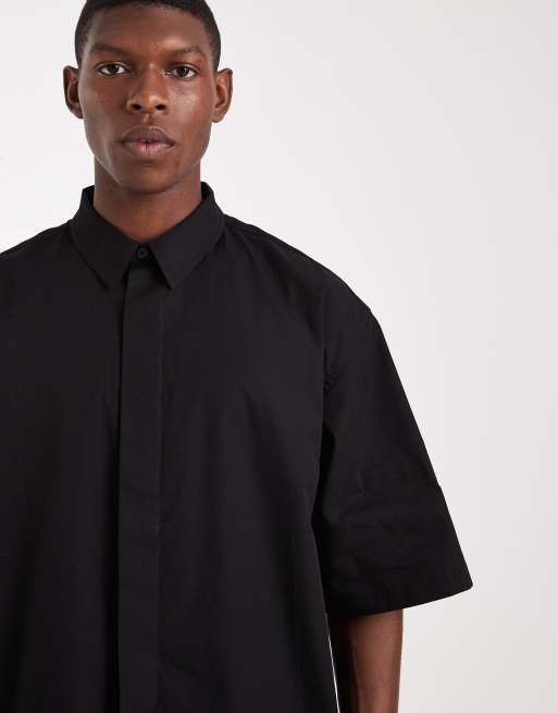 ASOS DESIGN oversized poplin shirt in black, 5 of 5
